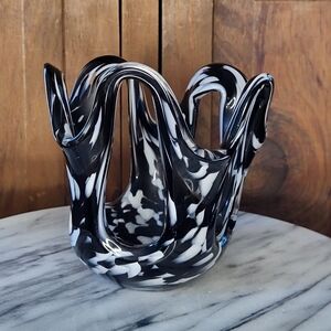 Black and White Glass Art Sculpture